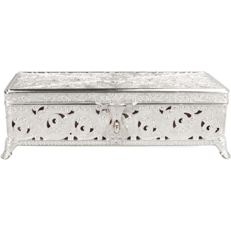 Boîte à bijoux vintage en métal avec velours doux, coffret rectangulaire anti-rouille pour colliers, boucles d'oreilles et bagues - Idéal cadeau pour femmes et filles
