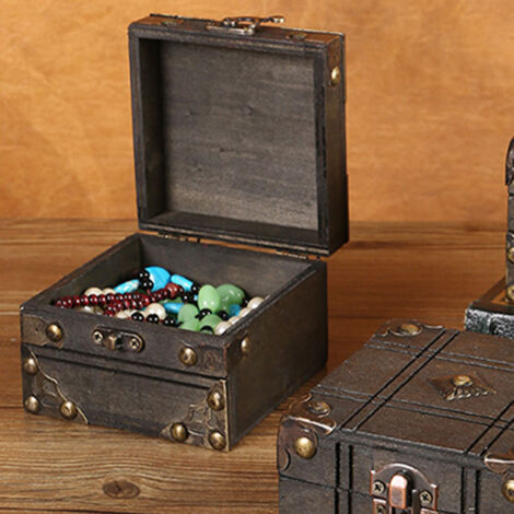 Boîte à Bijoux Vintage Grande  Coffre Sécurisé en Bois Composite à Serrure Métallique  Grand Format Gris Foncé  Stockage Photographie & Accessoires