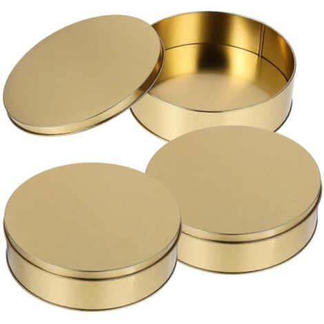 Boîte à biscuits ronde en fer-blanc avec couvercle, boîte à bonbons festive, lot de 3