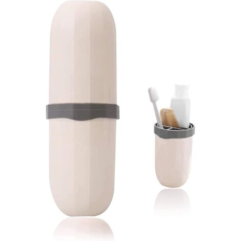 Boîte à Brosse à Dents,Étui Brosse a Dent pour Voyage Protecteur de Brosse à Dents Dentifrice,Boîte Brosse a Dent pour Camping, Voyage d'affaires,Domicile-Beige,