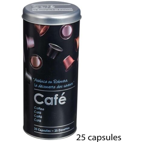 Boîte à café capsules métal black edition noir - 5five