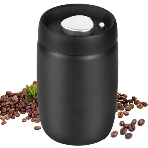 Boîte à café hermétique en acier inoxydable – Récipient à grains de café avec couvercle à pompe sous vide – Récipient à café pour grains de café, poudre de café, thé, cacao, hermétique
