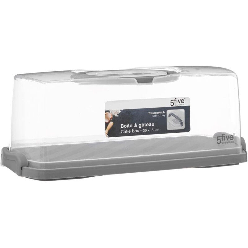 5five Simply Smart - Boîte à cake en plastique - Gris/Transparent - l 36 x p 13,3 cm - Livraison gratuite
