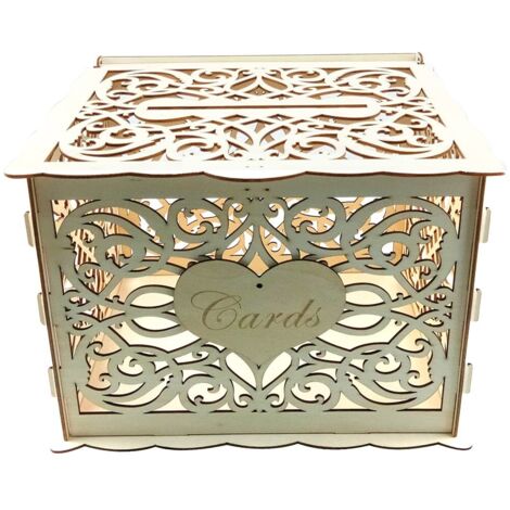 Boîte à cartes de mariage en bois , tirelire avec fente de verrouillage,boîte en bois de bricolage pour la décoration de fête de réception de mariage