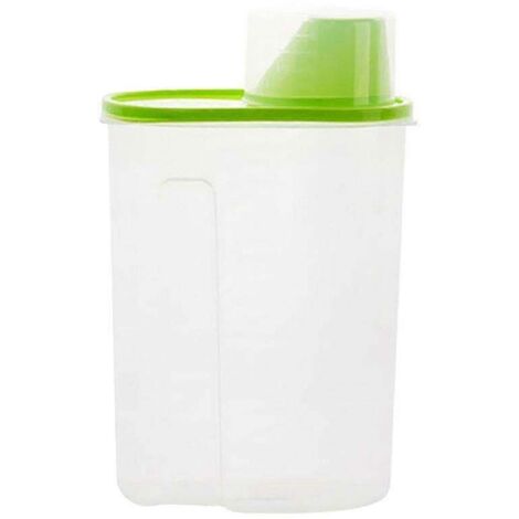Boîte à céréales avec bec verseur et verre doseur, en plastique transparent, hermétique et étanche, idéale pour conserver le riz et les céréales.