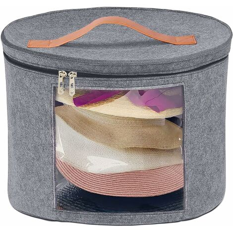BoîTe à Chapeau BoîTe Rangement Pour Chapeaux Casquette BoîTe De Rangement Pour Chapeau Avec Couvercle Anti-PoussièRe En Feutre Rond Pliable