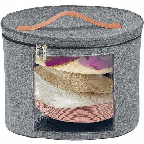 BoîTe à Chapeau BoîTe Rangement Pour Chapeaux Casquette BoîTe De Rangement Pour Chapeau Avec Couvercle Anti-PoussièRe En Feutre Rond Pliable