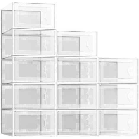 Boîte À Chaussures - 33.5 x 23 x 14 cm - Transparente - Empilable - Avec Aération - Pour Rangement Chaussures - 12 Pièces
