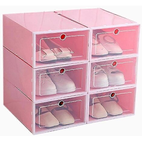 Boîte à chaussures 6 pièces aux couleurs acidulées, boîte de rangement à chaussures en plastique transparent, tiroir de rangement pour meuble à chaussures