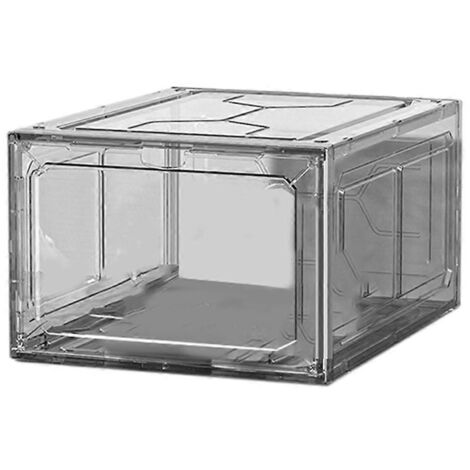 Boîte à chaussures de sport en plastique, boîte de rangement anti-poussière noire