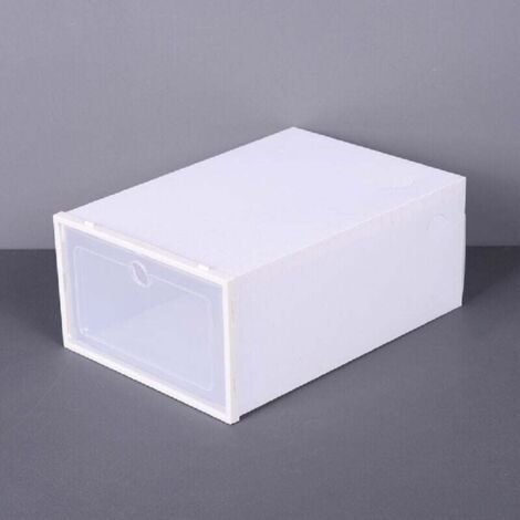 Boite a chaussures epaissie boite de rangement etagere a chaussures a clapet en plastique transparent, blanc