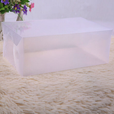 Boîte à chaussures plastique transparente 28x18x9,5 cm, étanche à l'humidité, rangement peu encombrant, noir transparent