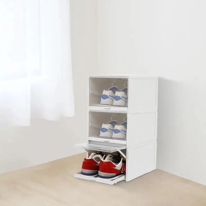 Boîte à chaussures Transparente Rangement pour chaussures Tiroir Empilable 3 pièces