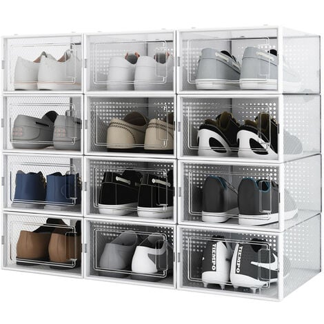 Boîte à chaussures Transparentes en Plastique, Boîte Rangement Chaussures, Etagère à Chaussures,S, Lot de 12 - Mondeer