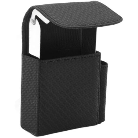 Boîte à cigarettes en simili cuir avec motif tissé, porte-cigarettes et briquet multifonction, lot de 20, couleur noire