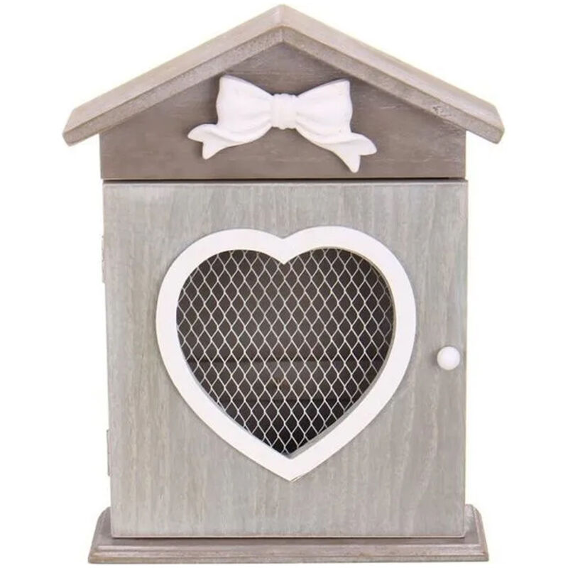 Boîte à Clé en Bois Murale 6 Crochets - Européenne Decor Armoire Rangement Rétro Maison Coeur