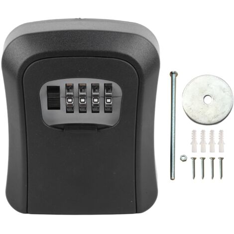 Boîte à clé murale extérieure avec serrure à combinaison - Grande capacité, coffre-fort sécurisé pour clés de maison, noir