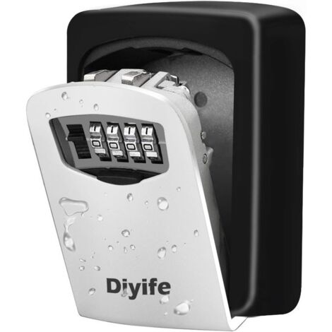 Boîte à Clé Sécurisée Diyife, Extérieur Étanche avec Serrure en Alliage de Zinc et Code de Combinaison 4 Chiffres
