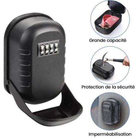 Boîte à Clé Sécurisée Extérieur étanche Murale avec couvercle de protection pour école Bureau Usine (Noir)