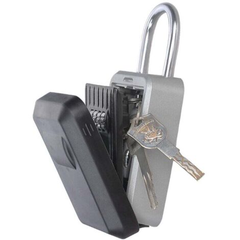 Boite à Clé Sécurisée Montage Mural Boite a Clef avec Code Numérique à 4 Chiffres, Extra Grande Lock Box Coffre a Clefs Exterieur avec Anse, Format Boîte à Clés à Code (Noir)