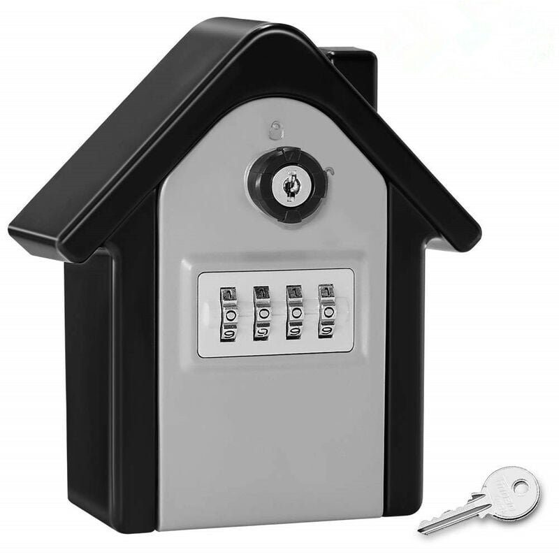 Boite a Cle Securisee Mural Boite a Clé avec Code Numérique & Clés d'urgence, Grand Key Safe Box Format xl Coffre a Clef Extérieur pour Maison,