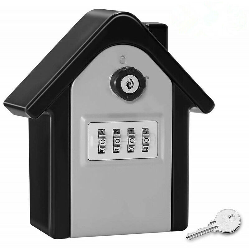 Boite a Cle Securisee Mural Boite a Clé avec Code Numérique & Clés d'urgence, Grand Key Safe Box Format XL Coffre a Clef Extérieur pour Maison,