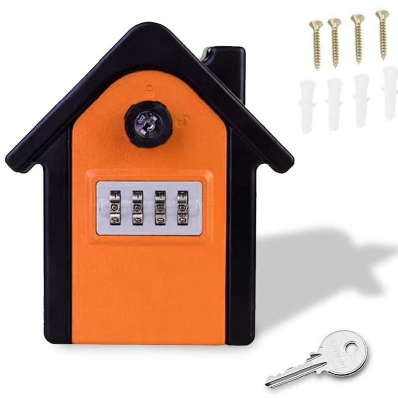 Boite a Cle Securisee Mural Boite a Clé avec Code Numérique & Clés d'urgence, Grand Key Safe Box Format XL Coffre a Clef Extérieur pour Maison,