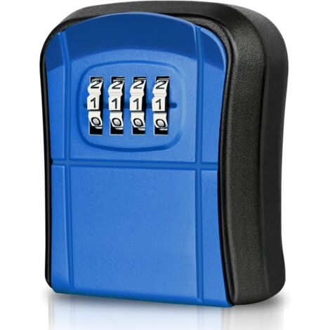 Boîte à Clé Sécurisée Mural Mini Coffre à Clés Extérieur Boîte à Clef avec Code Numérique à 4 Chiffres Réinitialisable Étanche boîtier Clef pour Maison École Bureau Usine Garage (Bleu)-Fei Yu