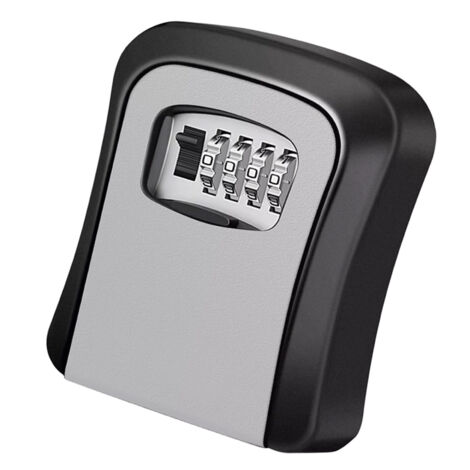 Boîte à clé sécurité murale à code 4 chiffres portable extérieure en plastique ingénierie et aluminium gris 320g