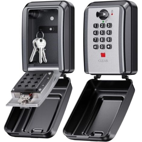 Boite a Clef Murale, Boite a Clefs Securisee Exterieur à 12 Chiffres avec Code Réinitialisable, Grande Capacité Boite à Clé Résistante aux Intempéries, Coffre Fort a Clef pour Maison Garage