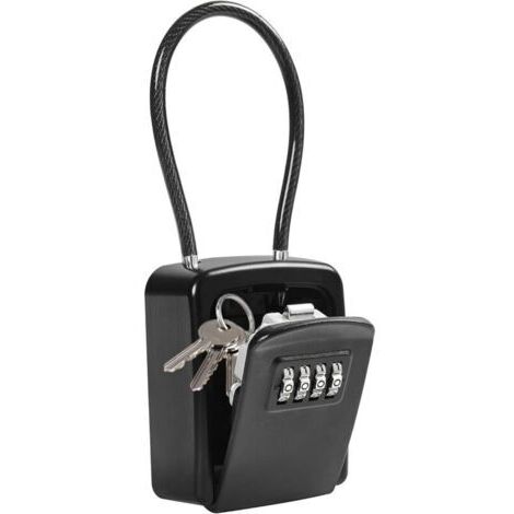 Boite a Clefs à Code Suspendu, Boîte à Clés Portable En Câble Métallique, Boite a Clé Avec Code 4 Chiffes, Boite a Clef De Sécurité Externe Étanche, Boîte à Clés Sans Installation, Capacité De 5 Clés