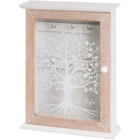 Armoire à Clés En Bois à Suspendre | Support Mural Pour Clé | 6 Crochets Et 3 Pinces | Pin Décoratif Non Peint Et Non Traité