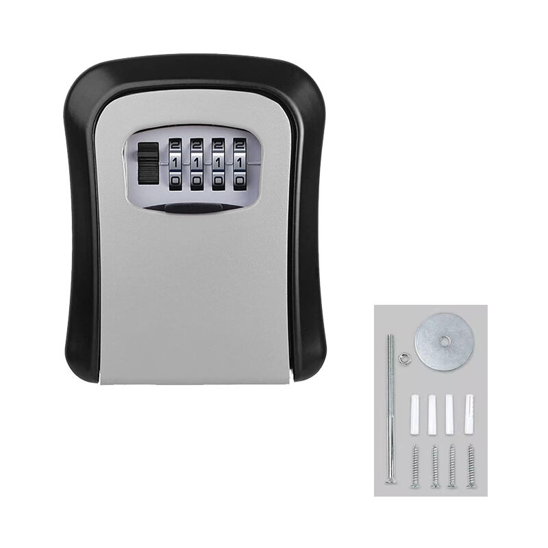Andyou - Boite a Clef Securisee, Boite a Clefs Sécurisée Exterieur, Boite à Clé Murale de avec Code à 4 Chiffres - Gris