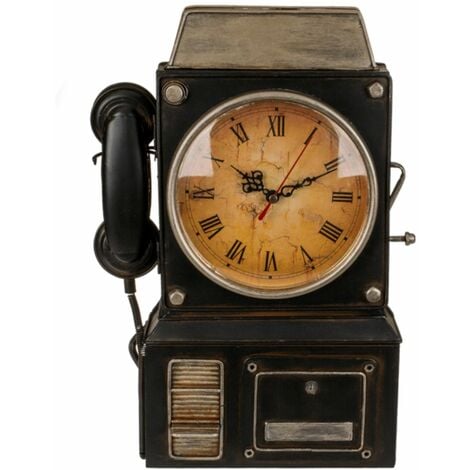 Boîte à clefs Horloge Téléphone noire Vintage