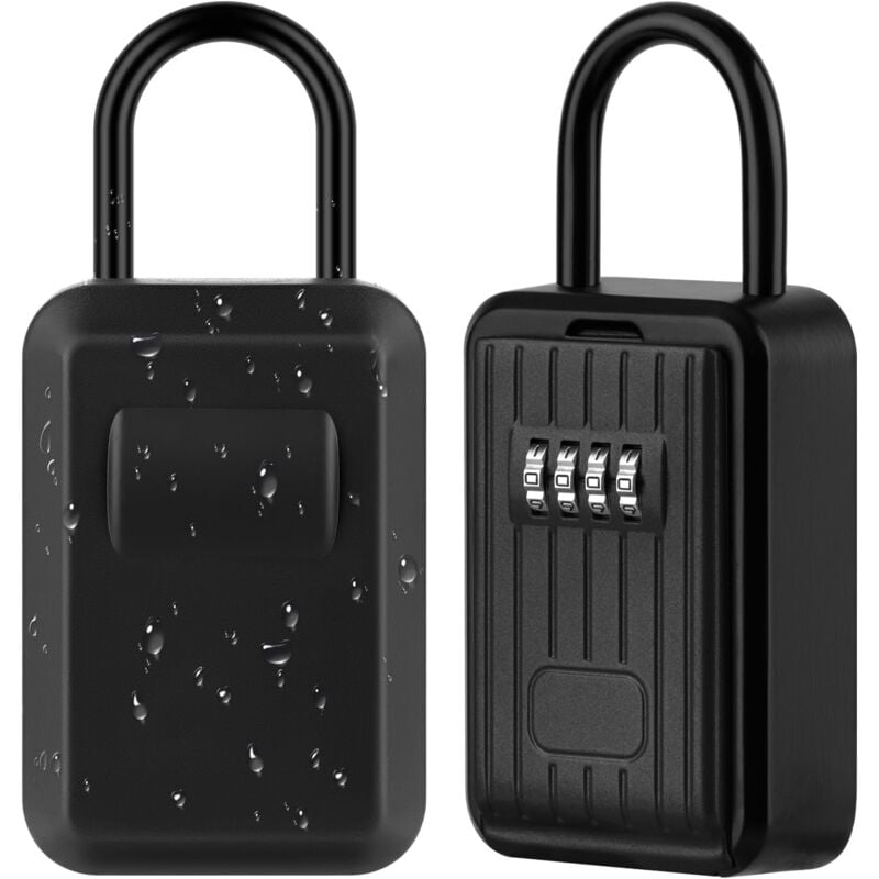 Aougo - Boite a Clefs Securisee Exterieur avec Code, Murale Design, Boîte à Clés Murale avec Couvercle pour Intérieur et Extérieur,Noir