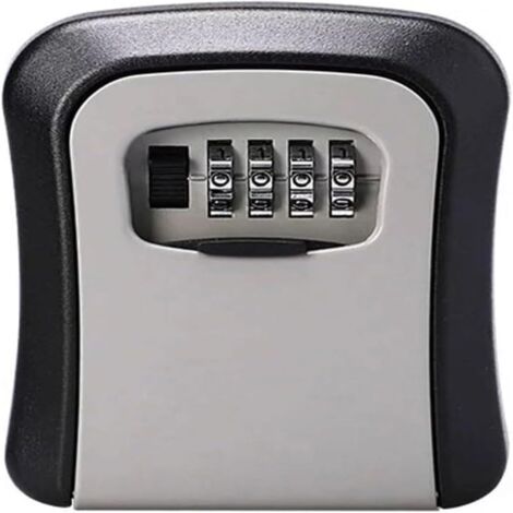 Boîte À Clés - Boîte À Clés À Code 4 Chiffres - Pour Intérieur Et Extérieur - En Métal - Gris - Avec Kit De Fixation Murale - 1 Pièce