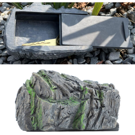 Boîte à clés camouflée en faux rocher pour jardin et entrée extérieure - Modèle gris pierre léger 295g