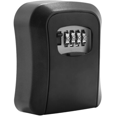 Boîte à clés en alliage métallique noir avec serrure à combinaison, résistante aux intempéries, boîte de rangement pour clés à combinaison à 4 chiffres [-AquaForge]