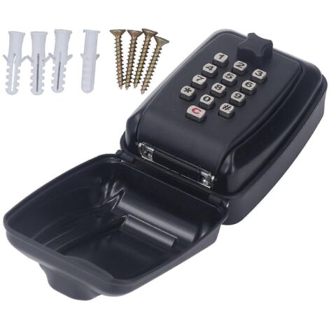 Boîte à clés extérieure murale étanche avec combinaison à 12 chiffres, rangement pour cartes, noire - AquaForge