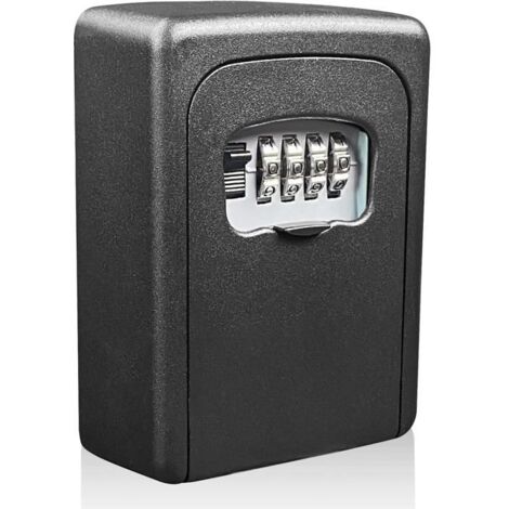 Boîte à clés extérieure sécurisée avec code à 4 chiffres réinitialisable, étanche et antirouille pour fixation murale.