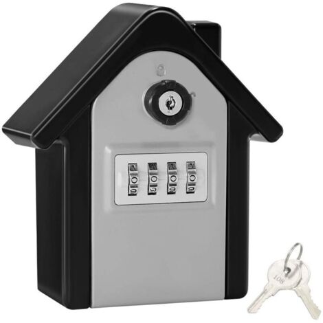 Boîte à clés murale avec code numérique et boutons d'urgence, grande boîte à clés extérieure pour la maison et le bureau - AquaForge