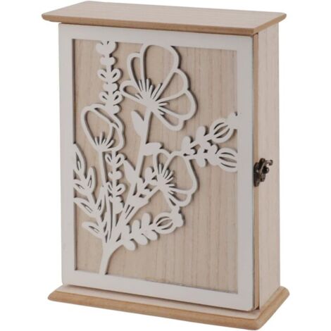 Boîte à clés Murale en Bois Armoire a Clef Murale avec 6 Crochets Boîte à Clés en Bois pour Les entrées, Les Chambres et Les couloirs - 26 20 6cm