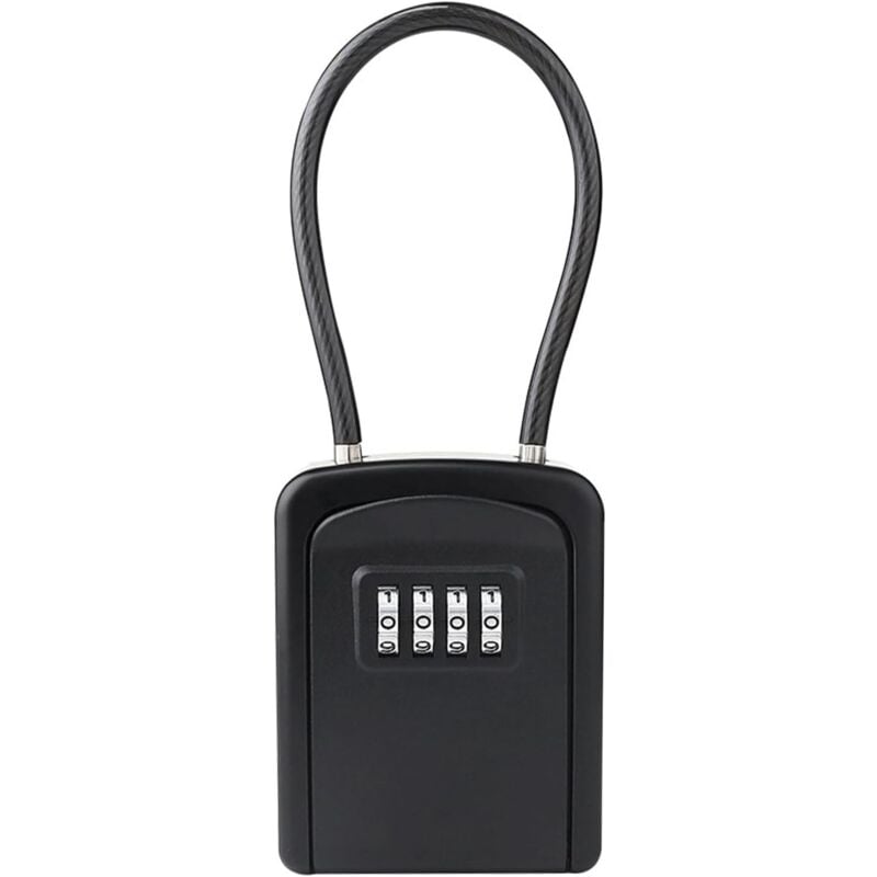 Boîte à clés portable, boîte de protection pour clé combinée, boîte à clés suspendue, boîte de sécurité pour clés (noir)