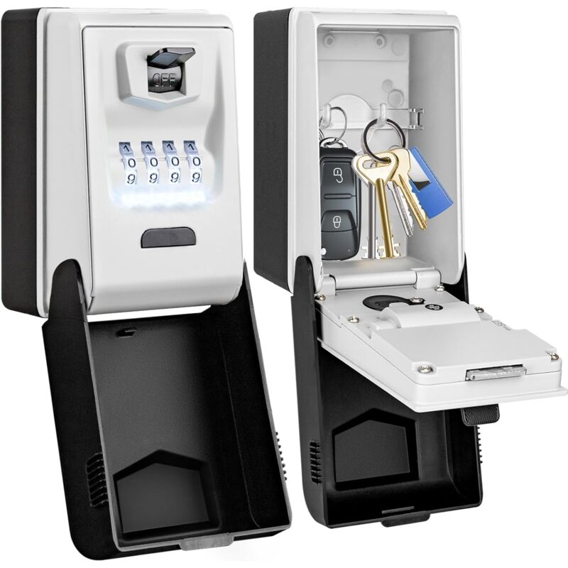 Boite à clés Sécurisée Exterieur [Rétroéclairée], Grand Etanche Boite a Clefs Murale Boite a Clef avec Code Digitale Boitier Clefs Robuste Coffre a
