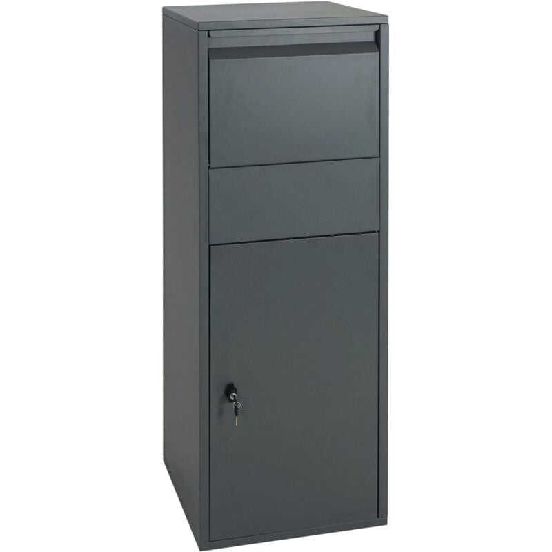 Boîte à colis boîte aux lettres sur pieds avec serrure 140x46x45 cm acier galvanisé anthracite 040005915