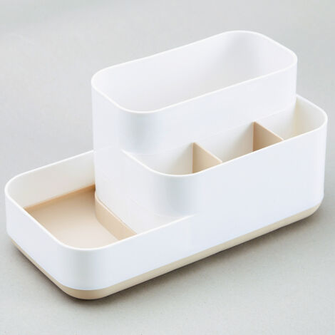 Boîte à Compartiments, Plastique, 23 x 13 x 12 cm（Beige）