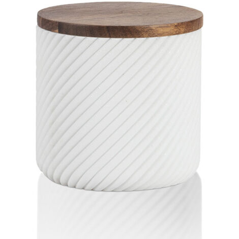 Boîte à coton - Résine blanche et bois - ASCOLI