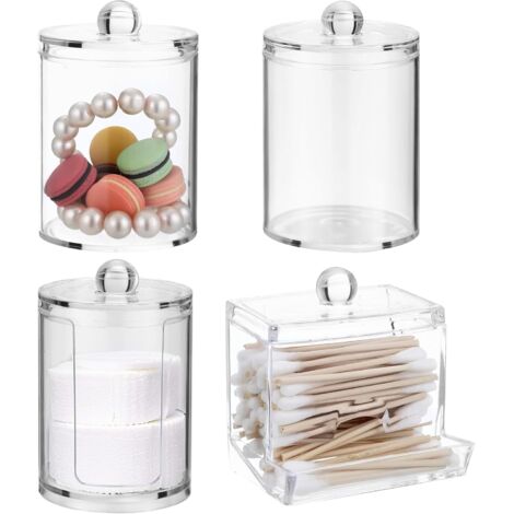 Lot de 2 porte-coton-tiges, distributeur de coton-tige, boîte à coton Lot de 2 porte-coton-tiges, distributeur de coton-tige, boîte à coton