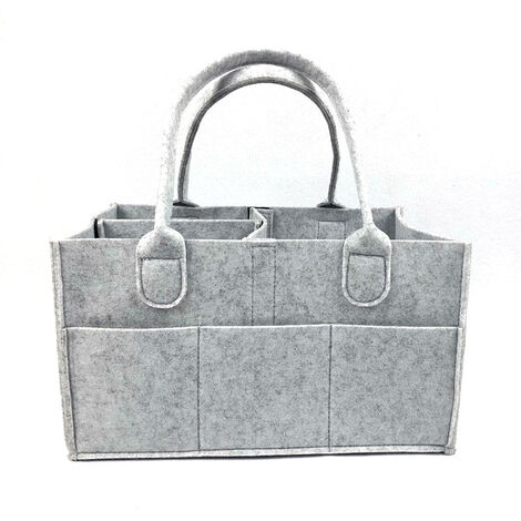 Boîte à couches pour bébé - Boîte de rangement pour chambre d'enfant et organisateur de voiture pour couches et lingettes pour bébé - Gris