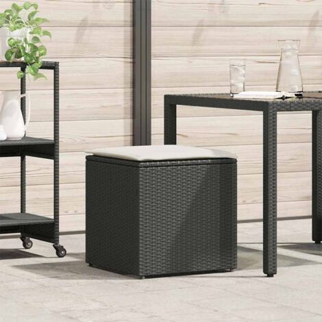 Boîte à coussins avec stockage-Coffre de rangement-Stockage Rangement Noir 50 x 50 x 50 cm polyrotin 336775